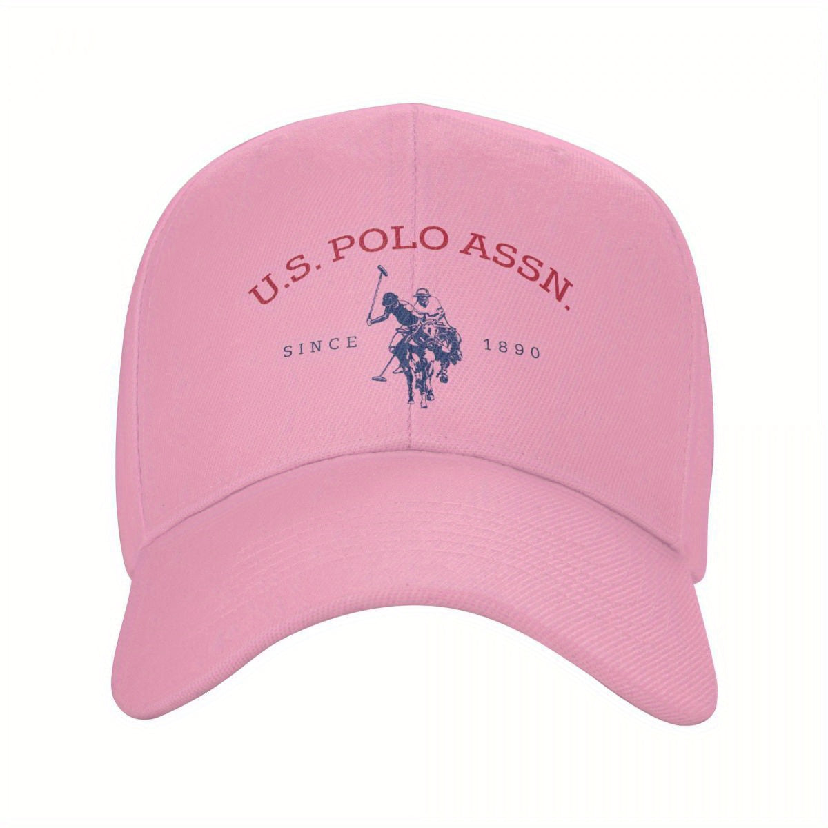 U.S. Polo Assn. Since 1890 - Adjustable Baseball Cap with Sun Protection, Classic Sporty Style, 1pc White Polyester Hat with Red & Blue Print, Perfect for Casual Outdoor Activities, Ideal Gift for Men and Wome