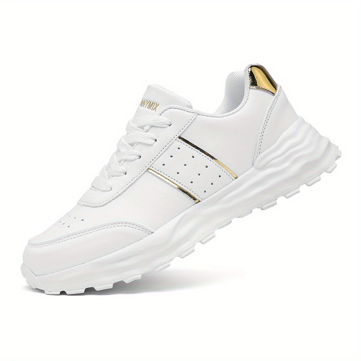 DJSUNNYMIX Women's Casual Running Shoes with Golden Glitter Accents - Lightweight EVA Sole, Breathable Fabric Lining, Low-Top Lace-Up Design for All-Season Comfort & Style, Sporty Footwear | Flexible Footwear