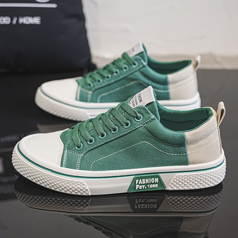 Men'S Breathable Fabric Casual Canvas Shoes, Low-Top Lace-Up Outdoor Sneakers, Trendy Skate Shoes.