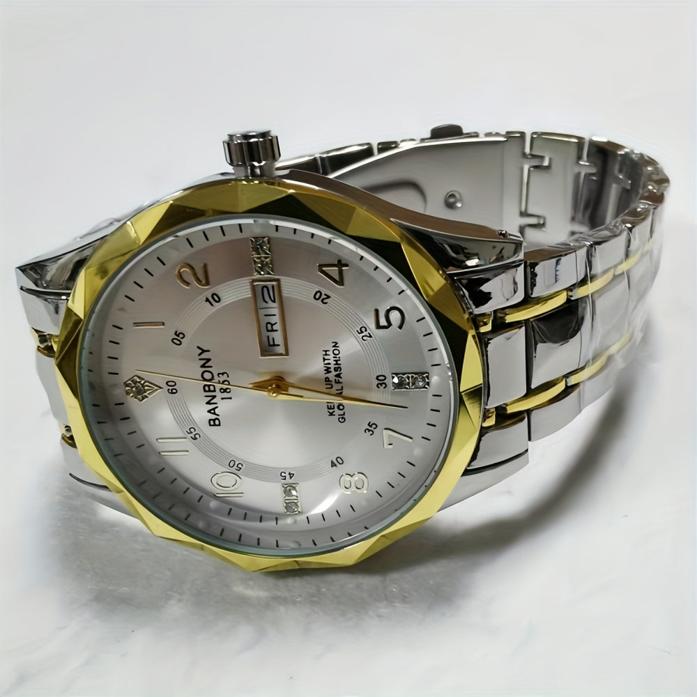 Multi Functional Watche Suitable for Both Women and Men/Calendar Date Display Rhinestone Decoration/Luminous/Stainless Steel Strap-Ideal Gift for Birthdays, Holidays, Anniversaries, Family, Friends-Suitable for Daily Wear, Pa