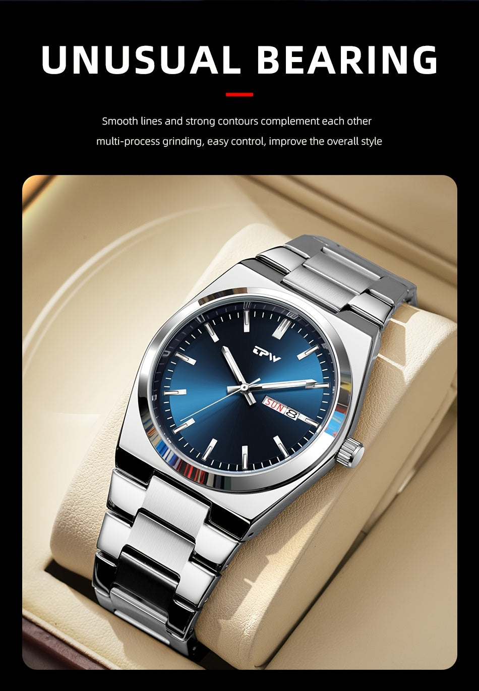 TPW Brand Men's Fashion Luminous Calendar Week Multifunctional Quartz Watch Men's Gifts