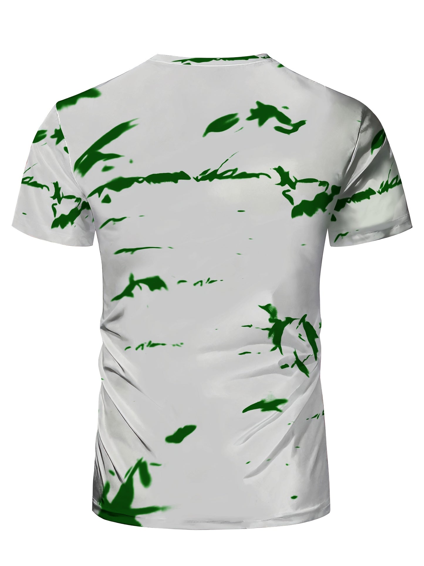 Men's High-Elasticity Anti-Tear Graffiti T-Shirt - Black & White Geometric Print, Tight-Fit Athletic Top for Gym, Running, Yoga & Casual Summer Wear, Gym Clothes, Highelastic Polyester, Short Sleeve Design