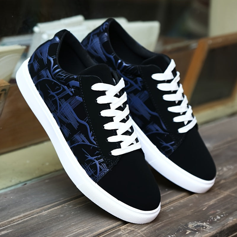 Men's Trendy Street Style Low Top Skateboard Shoes, Comfy Non Slip Lace Up Casual Sneakers For Men's Outdoor Activities