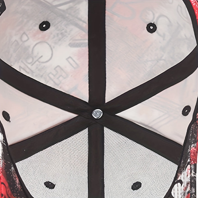 Graffiti Floral Fabric Baseball Cap for Both Men And Women, a Trendy Streetwear Sunshade Hat.