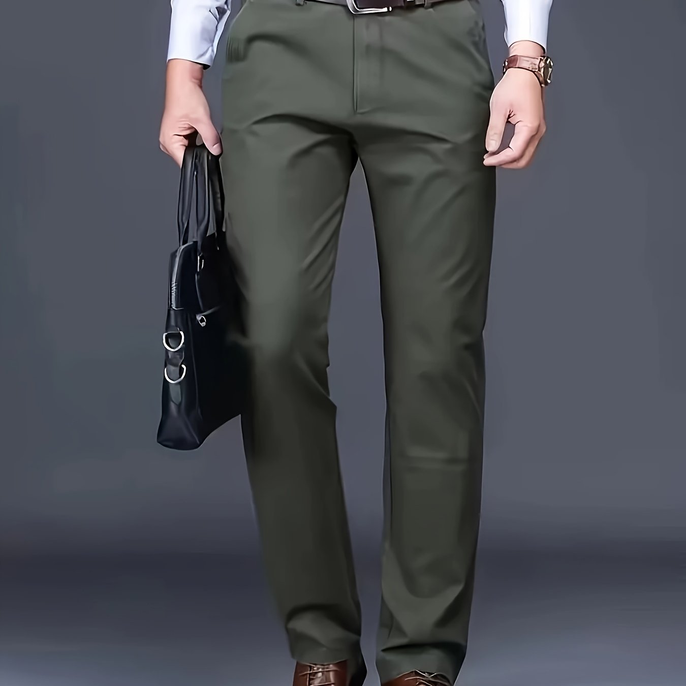Four Seasons Men's New Casual Formal Pants Business Style Trendy Casual Long Pants Fashionable Versatile Men's Elastic Western Pants Comfortable Classic Design Casual Wear