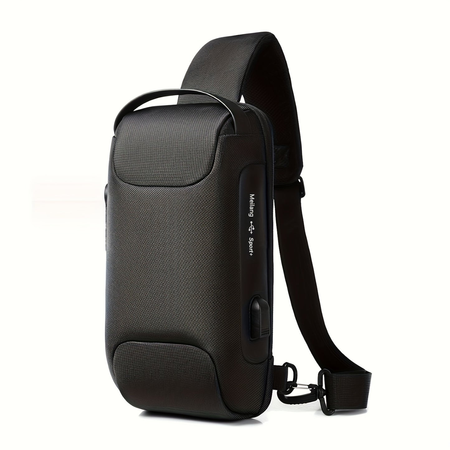 Men's Lightweight Crossbody Backpack with USB Charging Port & Password Lock, Adjustable Anti-Theft Shoulder Bag for Travel, Commuting, Daily Use - Durable Polyester Casual Daypack, Secure Travel Bag | Minimalist Backpack | Sl