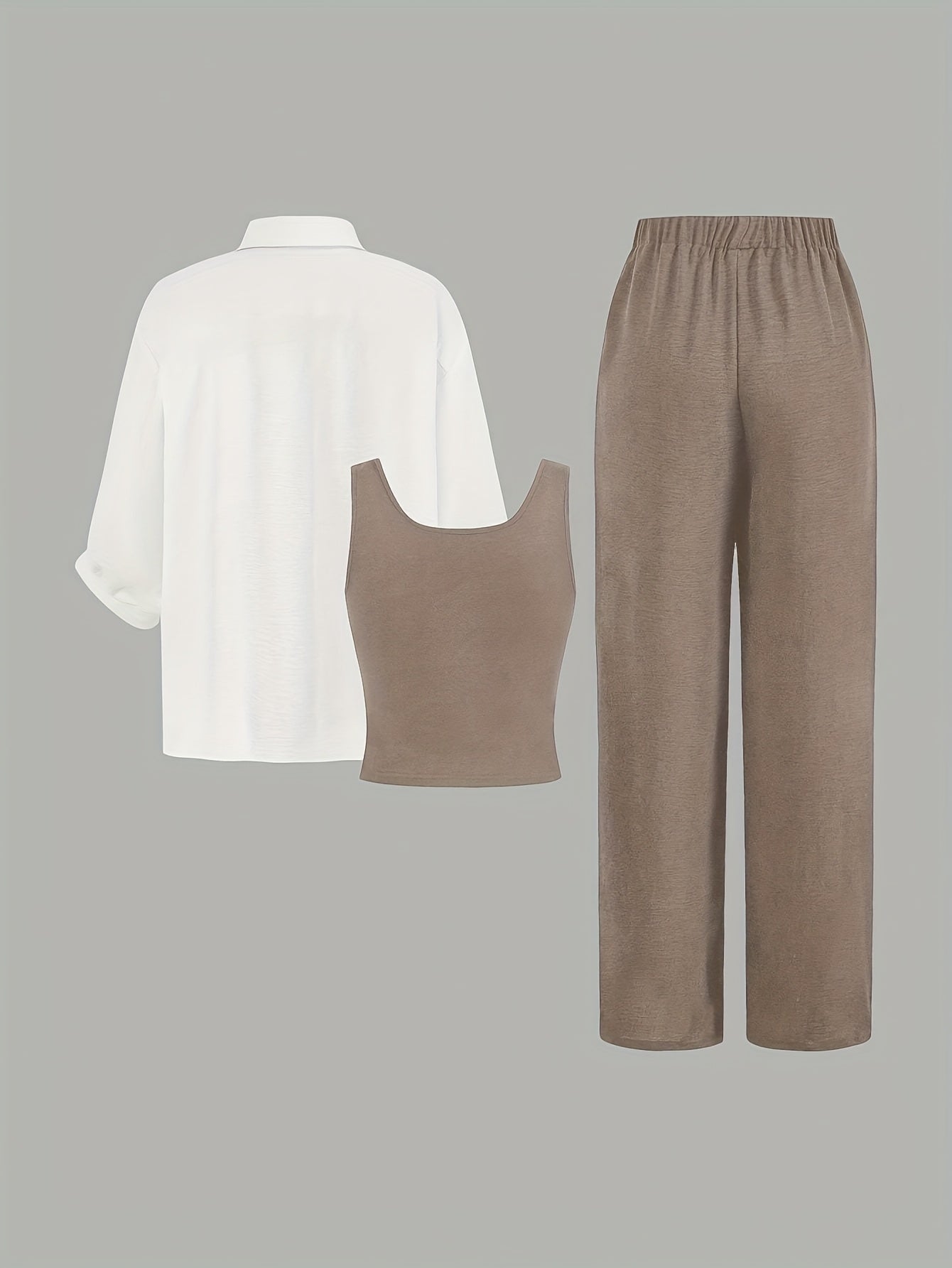 3pcs Summer Women's Casual Vest Shirt and Pants Set