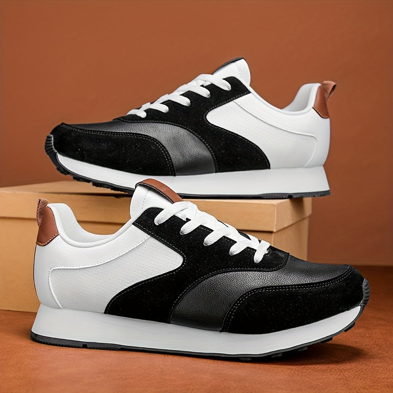 Men'S Breathable Athletic Sneakers - Lightweight, Soft, Non-Slip Running Shoes with EVA Sole for Sports, Travel & Casual Wear - White & Brown Two-Tone Design, Lace-Up Low Tops, All-Season Comfort, Sports Footwear, Sleek Sport