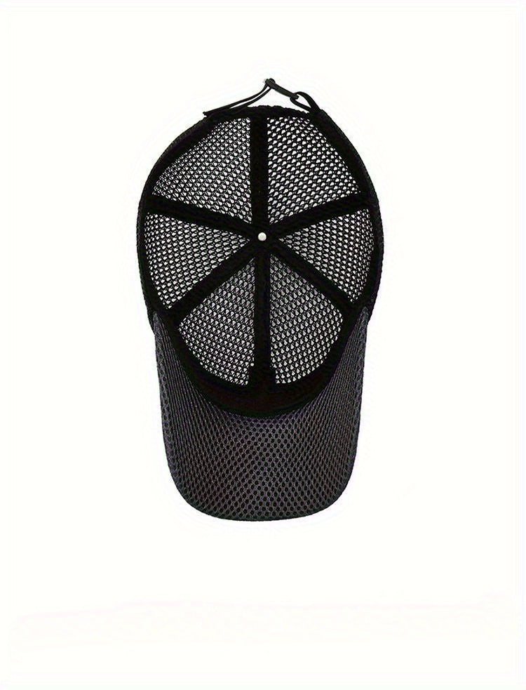 2pcs Unisex Quick-Dry Breathable Mesh Baseball Caps - Adjustable Lightweight Summer Sun Hats with Geometric Textured Design for Outdoor Sports, Football Games & Casual Streetwear (Black & Gray), Game Day Accessories, Durable