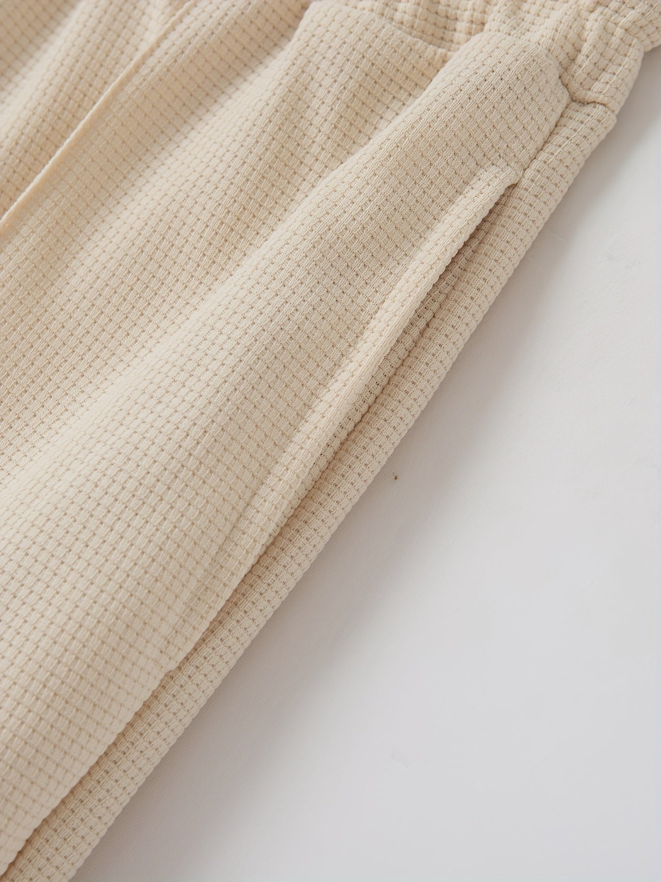 Baseball Collar Jacket and Pants Set in Waffle Fabric