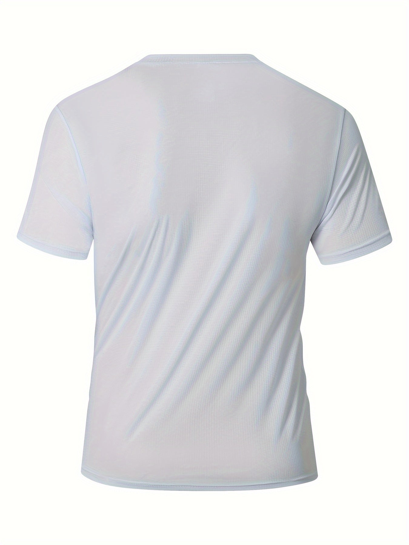 Men's Lightweight Sports T-Shirt - 100% Polyester, Moisture-Wicking, Breathable, Smooth Fabric, Round Neck, Short Sleeve, for Sports, Training, Casual, Party, Beach, Night Out - Unisex-Adult