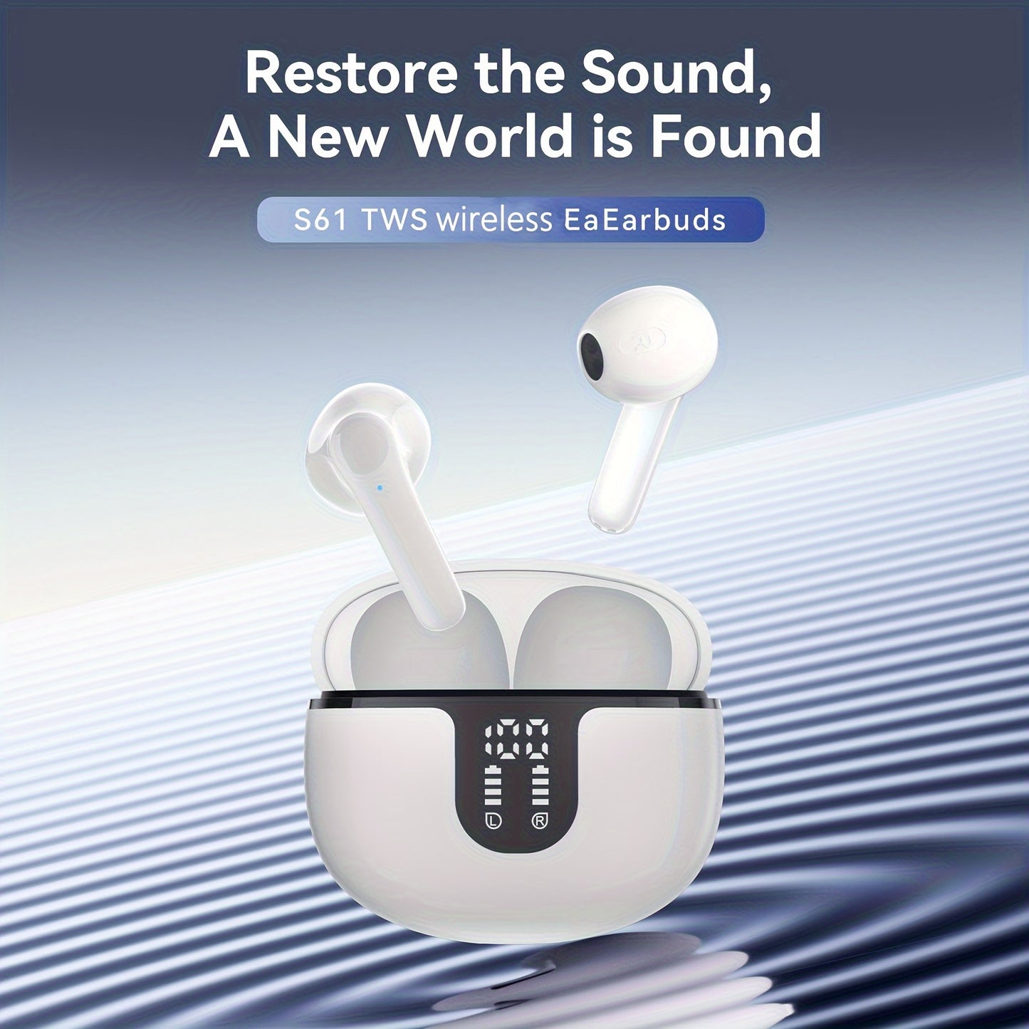In-Ear Wireless Headphones with HIFI Sound Quality, Truly Wireless, Omnidirectional Stereo, Low Latency, Automatic Connection, High-Definition Noise Reduction, Large Battery Capacity, Ultra-Long Battery Life, And LED Digital