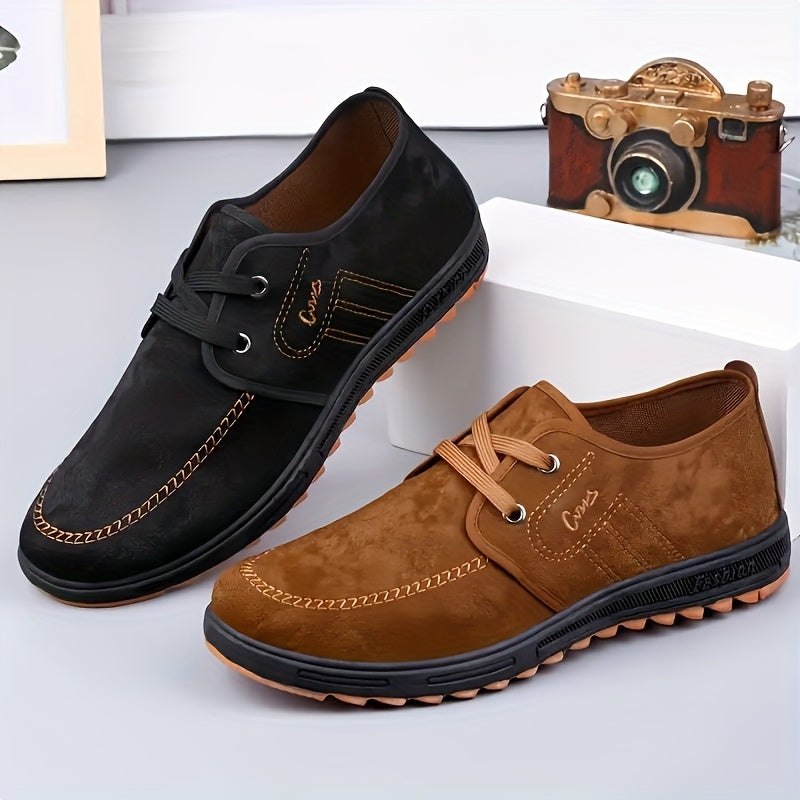 Men'S Soft Sole Slip-On Loafers - Brown Fabric Upper with Rubber Sole, Comfortable Casual Shoes for Casual Attire, Casual Footwear | Slipon Design | Comfortable Footwear