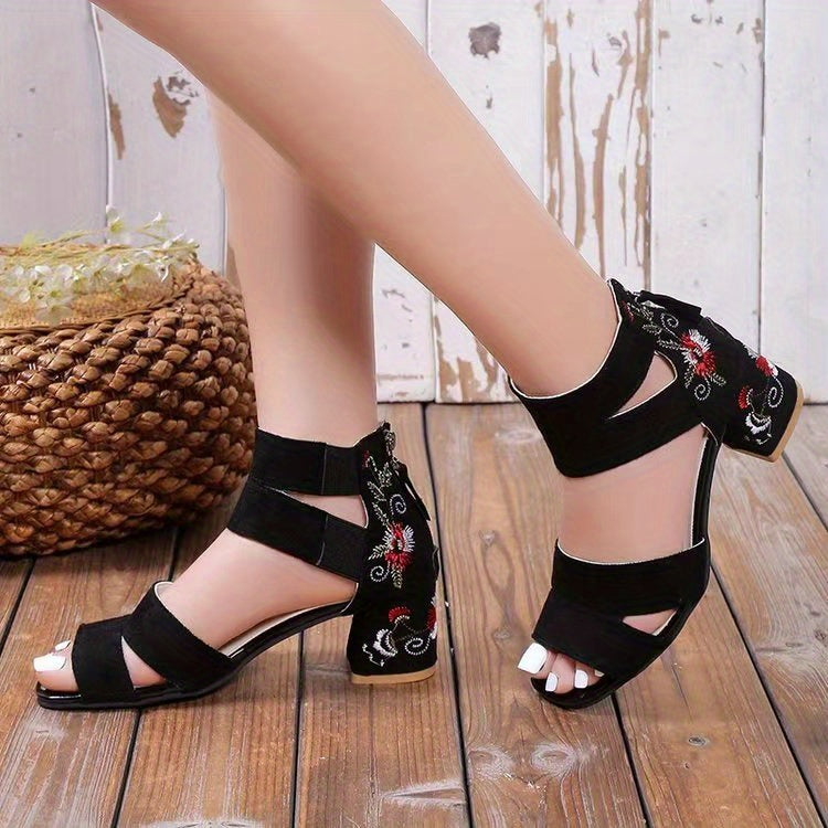Chunky Heel Sandals Pu Rubber Ankle-Strap Buckle Mid Heel(3-5cm) Open Toe