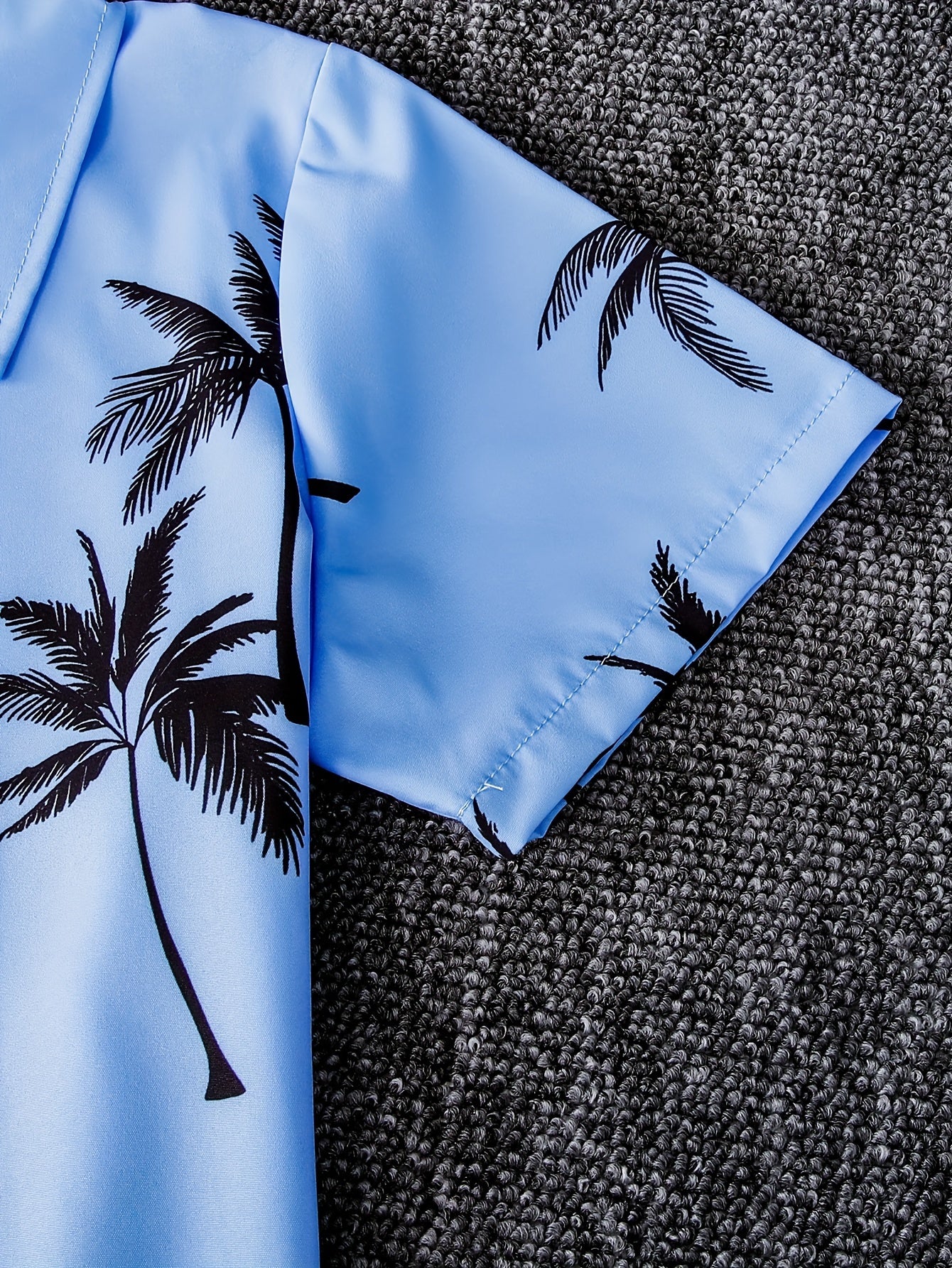 2pcs Boys Casual Coconut Tree Graphic Print Short Sleeve Lapel Shirt & Shorts Set, Comfy Summer Boys Clothing For Daily & Outdoor Wear