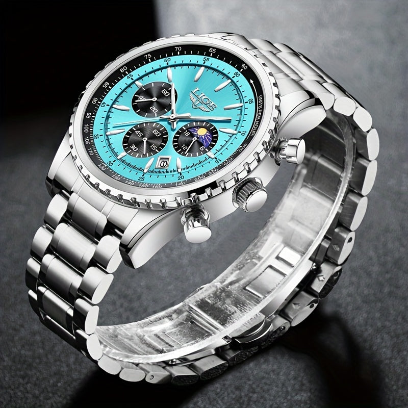LIGE Top Brand Luxury New Quartz Watch for Women, Luminous Fashion Timepiece for Ladies, Date Chronograph Sports Wristwatch, Men'S Watch