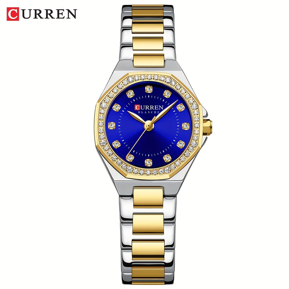 CURREN Women's Elegant Fashion Luxury Rhinestone-Adorned Small Dial Watch - Stainless Steel Band, Zinc Alloy Case,, Analog Display - Ideal for Business & Social Events, Perfect Gift, CURREN