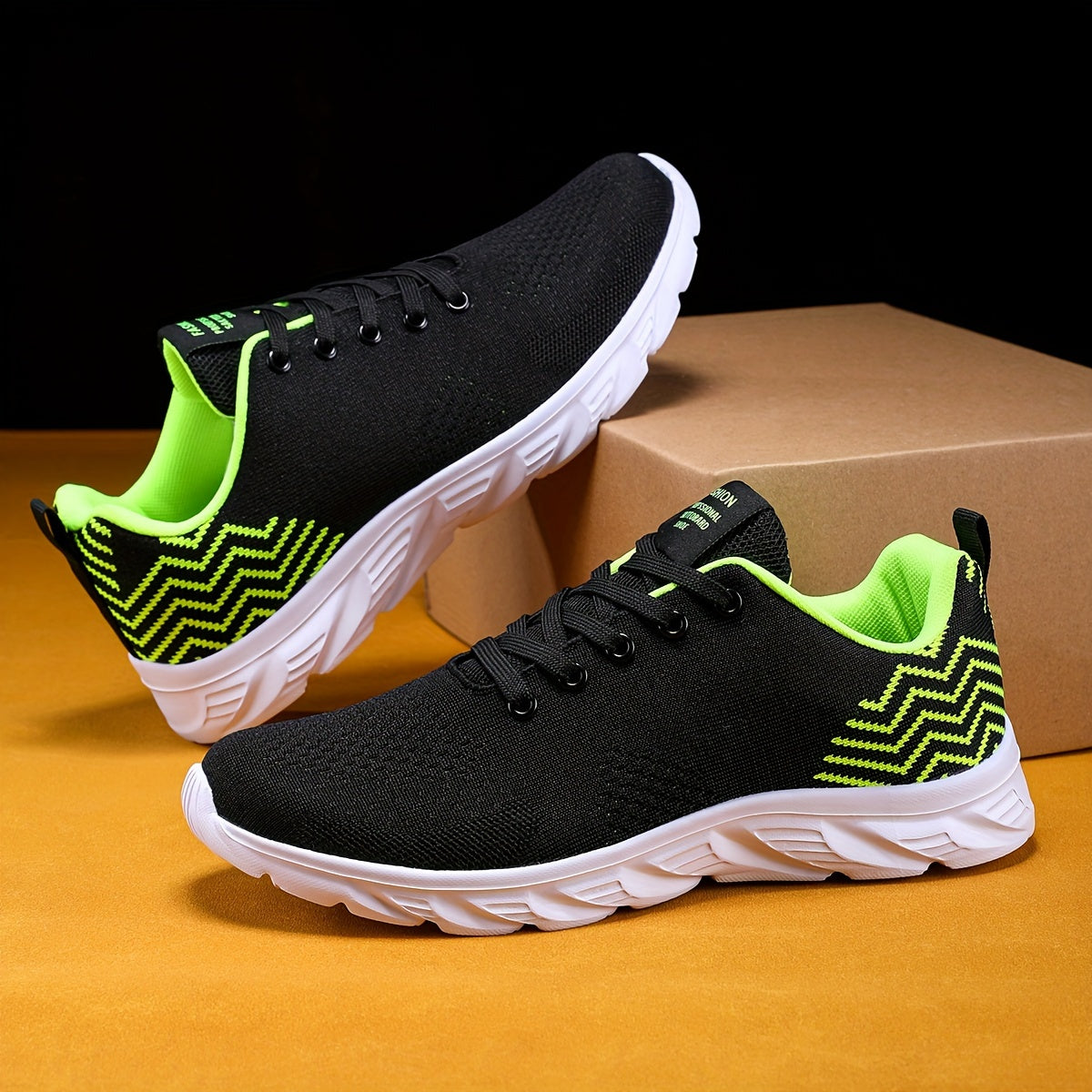 Men's Knitted Breathable Running Shoes, Lightweight Non-Slip Soft Sole, Comfortable for Outdoor Walking, Jogging, Fitness, Daily Activities, EVA Sole, Fabric Upper, Low-Top, Lace-Up Closure, Striped Pattern, All-Season Fashio