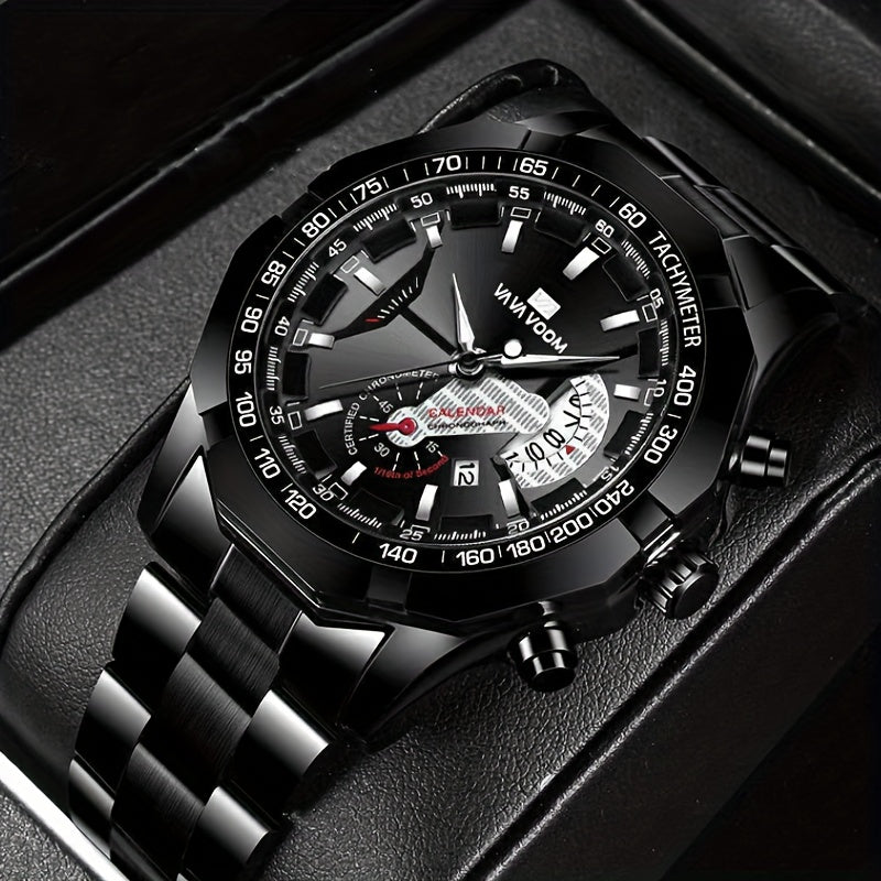 Men's Casual Sports Calendar Quartz Watch, Business Fashion Wristwatch