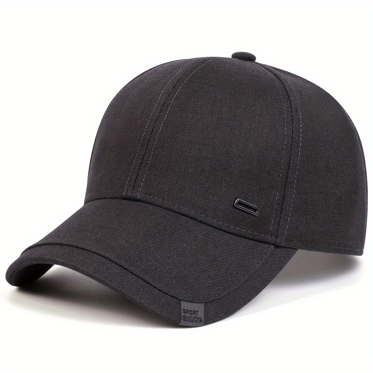 1pc Men's Casual Geometric-Pattern Baseball Cap with Square Silvery Buckle, 100% Polyester Lightweight Adjustable Sun Protection Hat for Spring/Autumn Travel and Beach Parties