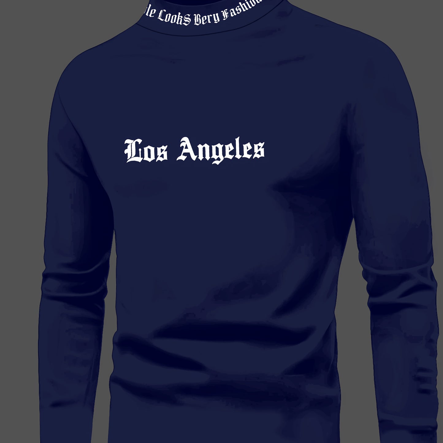 Men'S Long Sleeve Crewneck T-Shirt - Los Angeles Print, Soft Fabric, Casual Fit for Fall Sports & Fitness Activities, Weekend Casual Top | Trendy Casual Style | Smooth Texture Fabric