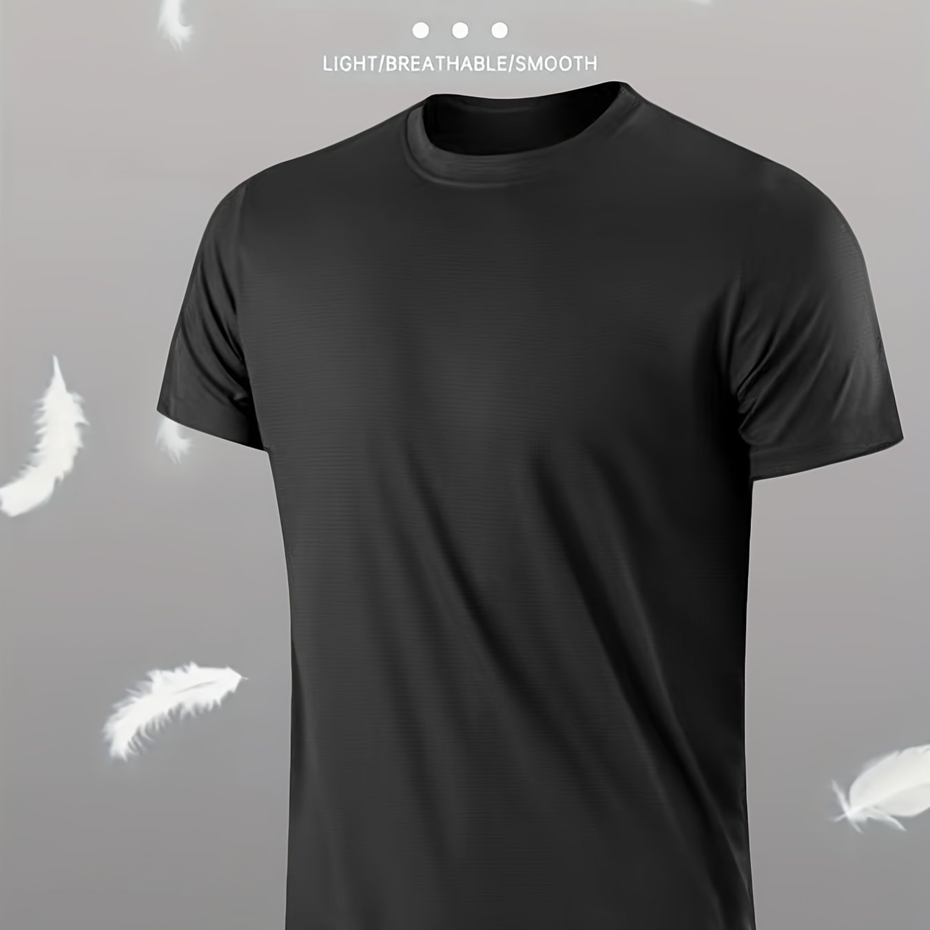 Men's Lightweight Sports T-Shirt - 100% Polyester, Moisture-Wicking, Breathable, Smooth Fabric, Round Neck, Short Sleeve, for Sports, Training, Casual, Party, Beach, Night Out - Unisex-Adult