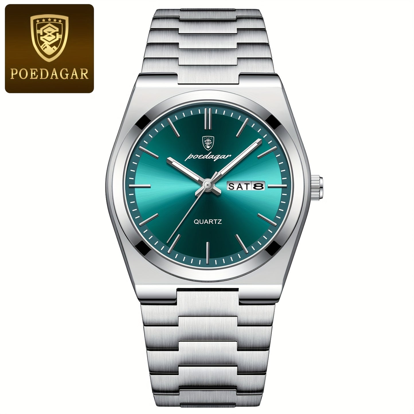 POEDAGAR best-selling waterproof luminous calendar stainless steel quartz wristwatch high-end business fashion trend young Men's watches.
