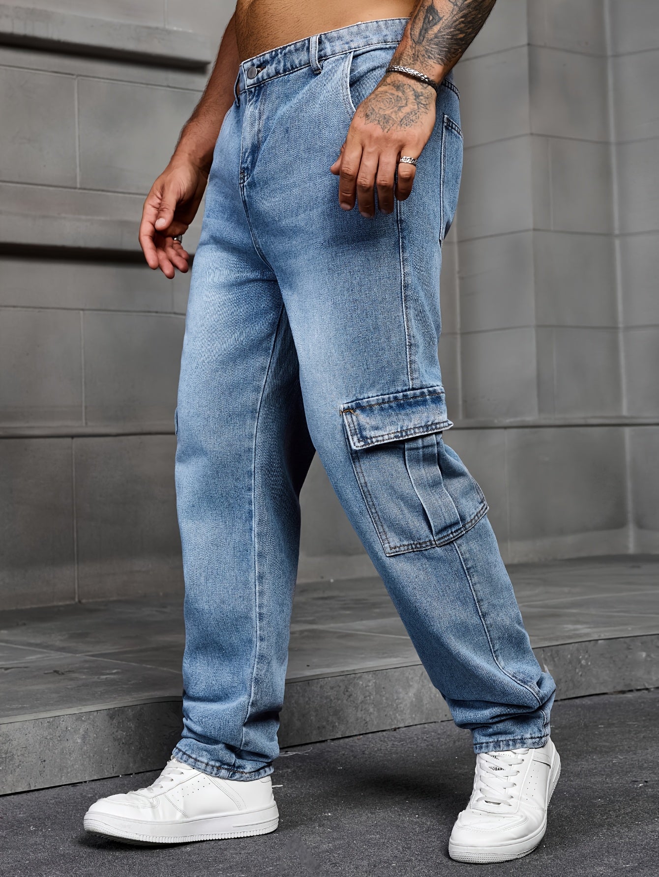 Men's Classic Blue Denim Jeans - 80%, Regular Fit, Machine Washable, Solid Color, All-Season Casual Wear, Comfortable Denim | Relaxed Fit Jeans | Textured Denim Pants