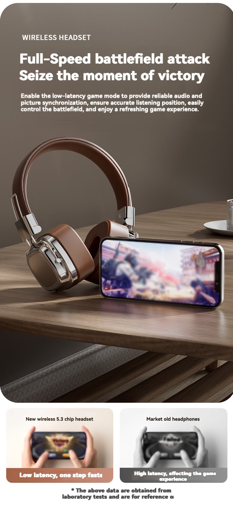 Vintage-Inspired Over-Ear Wireless Headset With Wireless 5.3 Chip - No Lag Gaming, Hi-Fi Sound & Deep Bass, Long-Lasting 350Mah Battery, Ideal For Music Lovers & Athletes