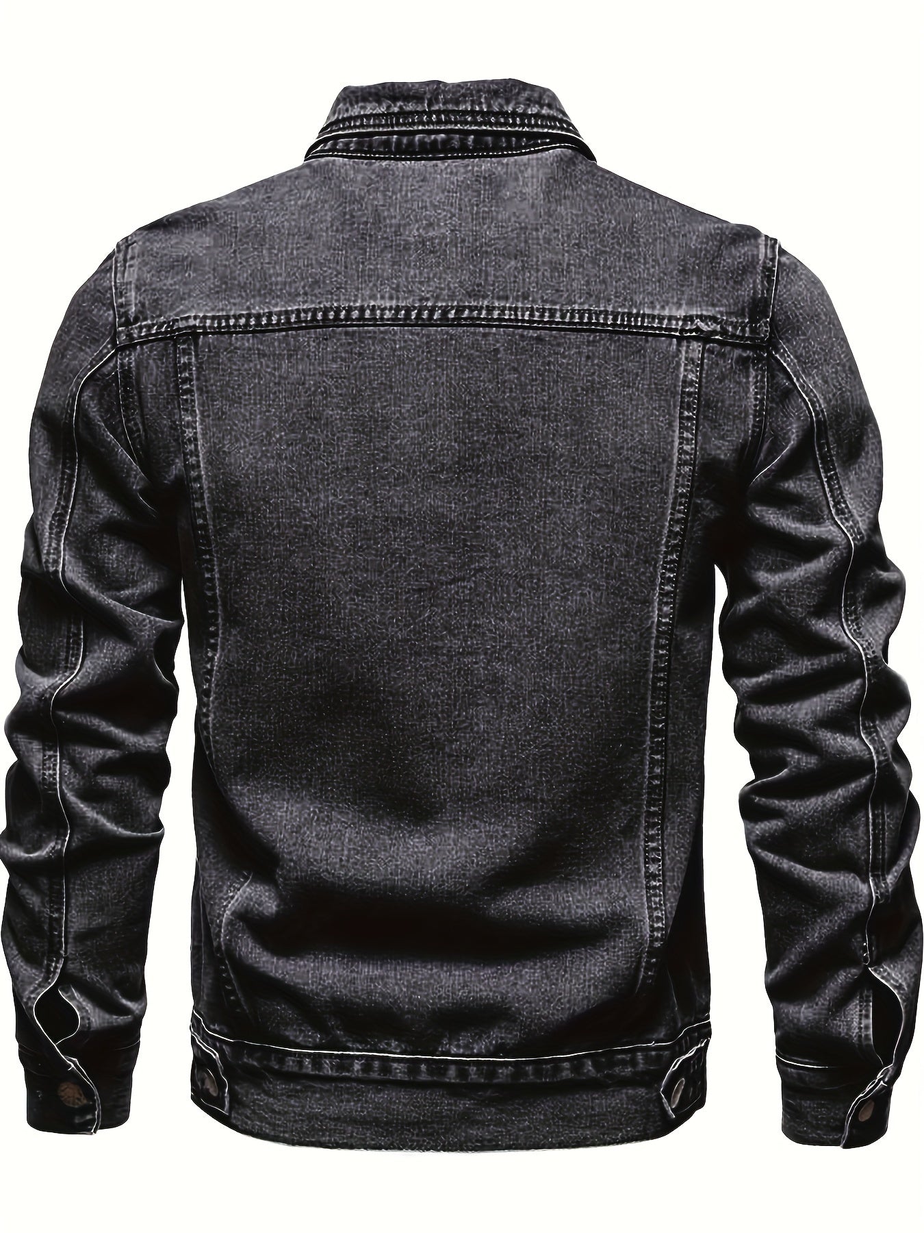 Men's Slim-Fit Denim Jacket - Casual Cotton Blend, Long Sleeve with Pockets, Machine Washable