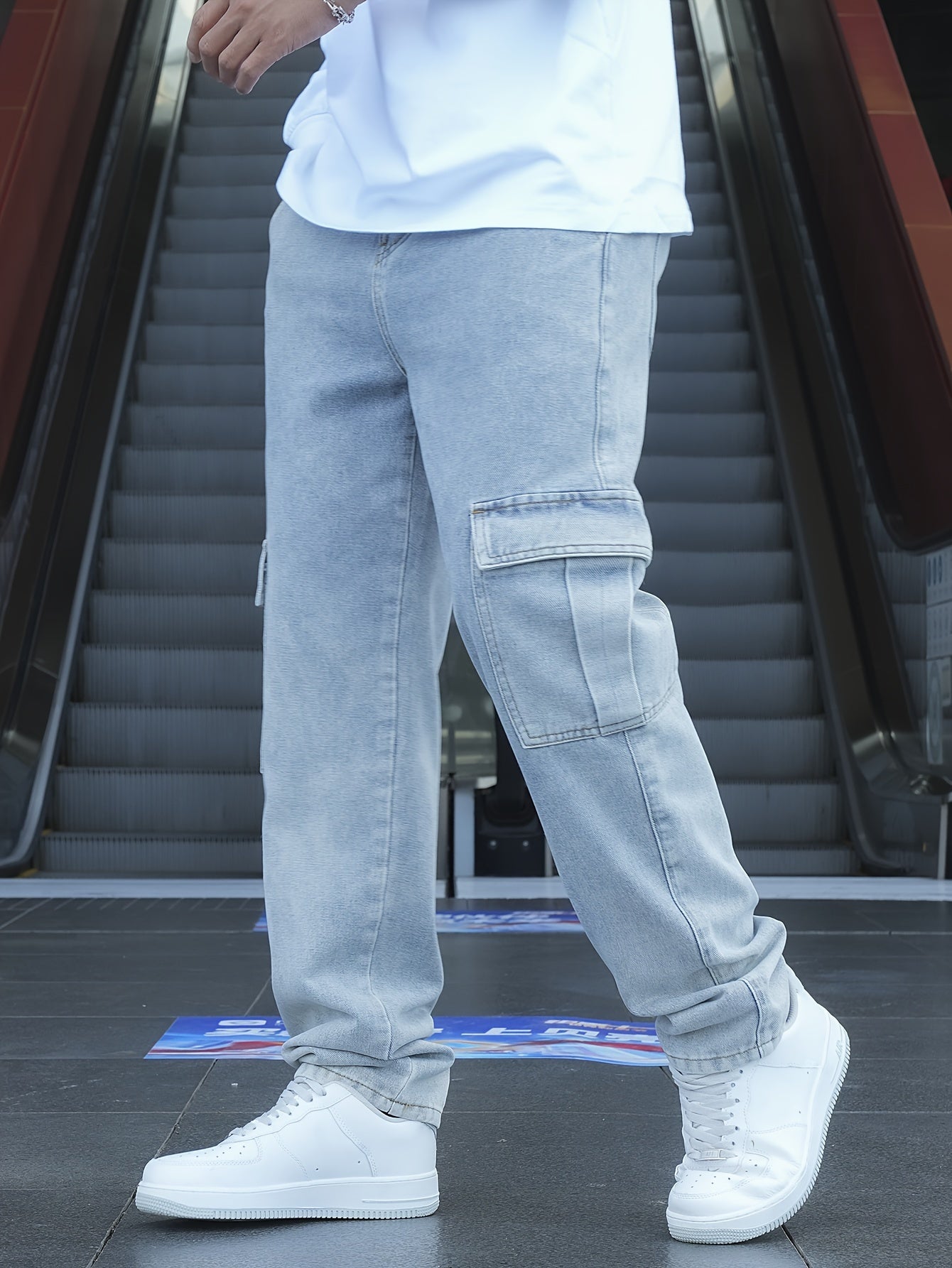 Men's Classic Blue Denim Jeans - 80%, Regular Fit, Machine Washable, Solid Color, All-Season Casual Wear, Comfortable Denim | Relaxed Fit Jeans | Textured Denim Pants