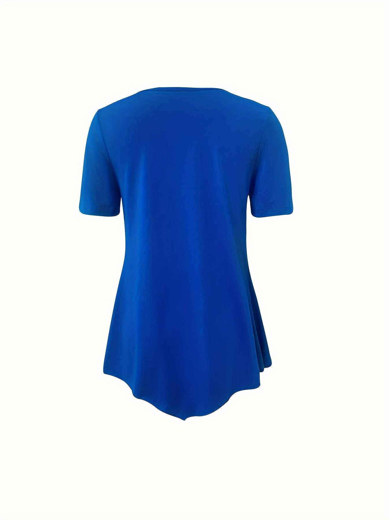 Asymmetrical Hem Crew Neck T-shirt, Short Sleeve Casual Top For Summer & Spring, Women's Clothing
