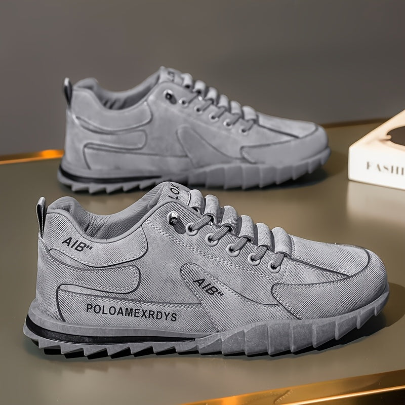 Men's Slip-On/Lace-Up Casual Shoes - All-Season Non-Slip Cushioned PVC Sole, Low-Top Athletic Sneakers Grey/ for Gym, Office, Everyday - Durable Canvas Upper & Non-Slip Grip Outsole, Grip Enhancing Footwear, Comfortable Lined