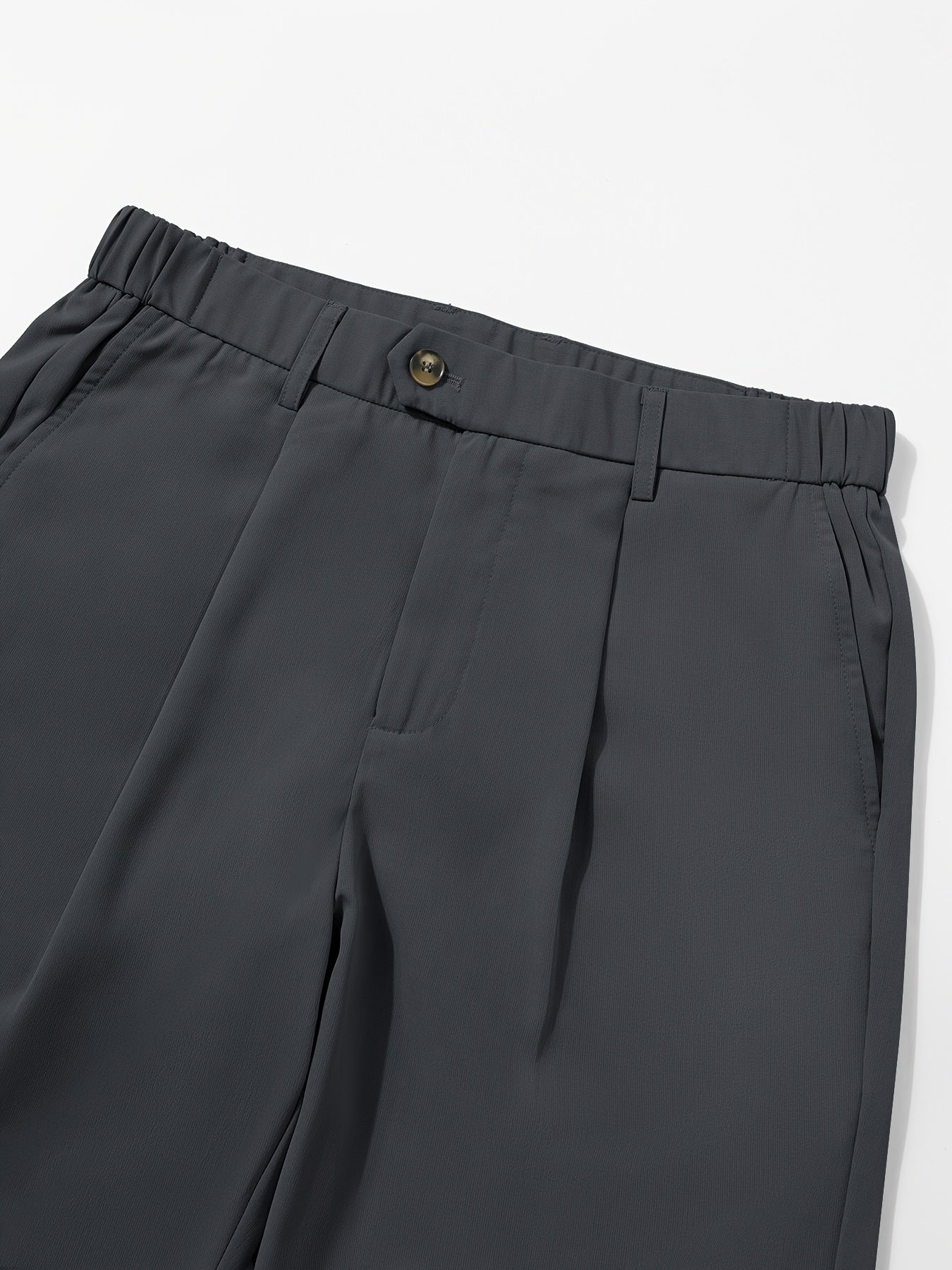 Men's Sleek Solid Color Dress Pants - Polyester, Mid-Rise with Pockets, Ideal for Office & Casual Wear in Spring/Summer, Non-Stretch Fabric