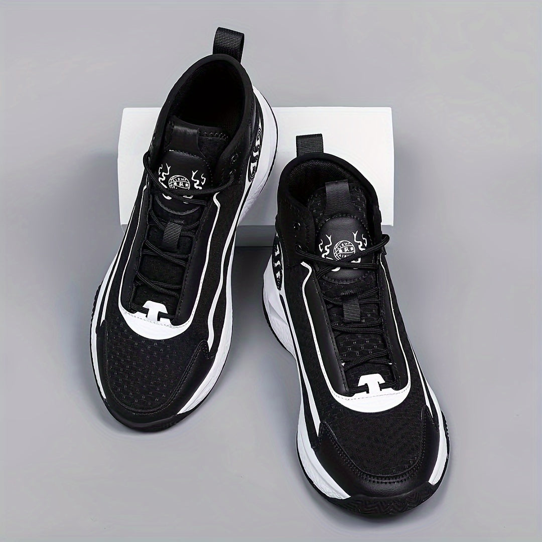 Unisex Fashion Sports Sneakers - Casual Street Athletic Running Shoes with Breathable Fabric Upper, Mid Top Lace-Up, Rubber EVA Sole, All-Season Comfort, Round Toe for Training & Basketball