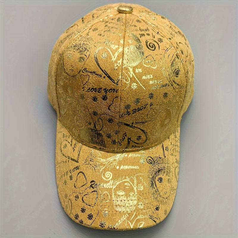 New Graffiti Baseball Caps Golden Stamping Outdoor Hip-hop Joker Cap Street Cool Baseball Hats for men and women Sports Hats Breathable Sun Cap Couple Caps Duckbill Cap