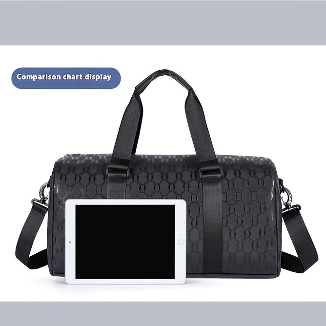Unisex Hexagon Pattern Gym Duffel Bag - Large Capacity Fitness Travel Bag with Adjustable Shoulder Straps, Durable, Black for Yoga, Overnight Trips & Sports, Travel Luggage | Modern Fitness Bag | Sturdy Handles, Gym Accessori