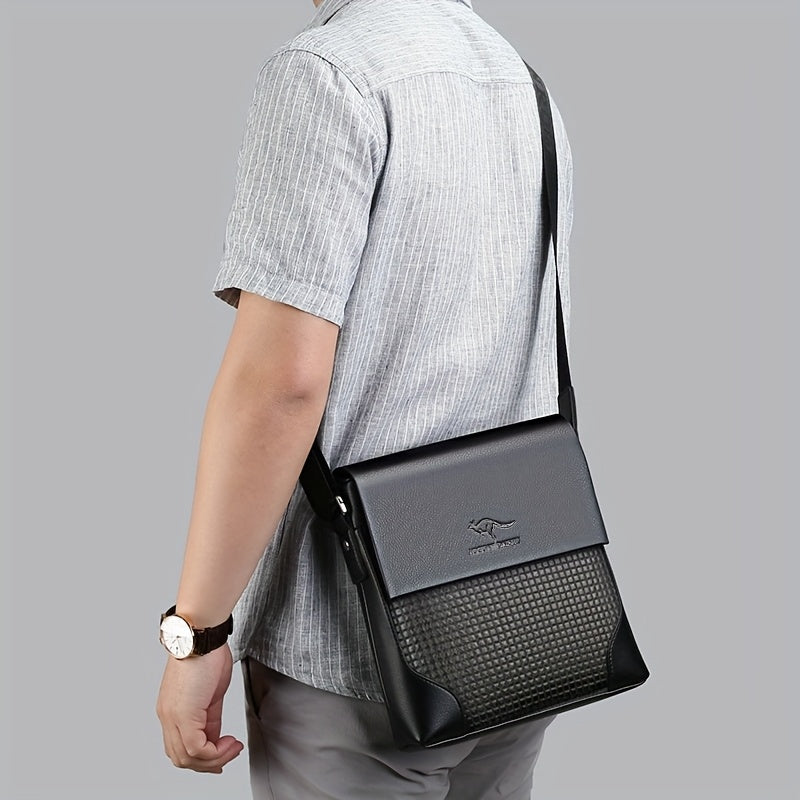 Men'S Stylish Casual Shoulder Crossbody Bag, Small Faux Leather Satchel.
