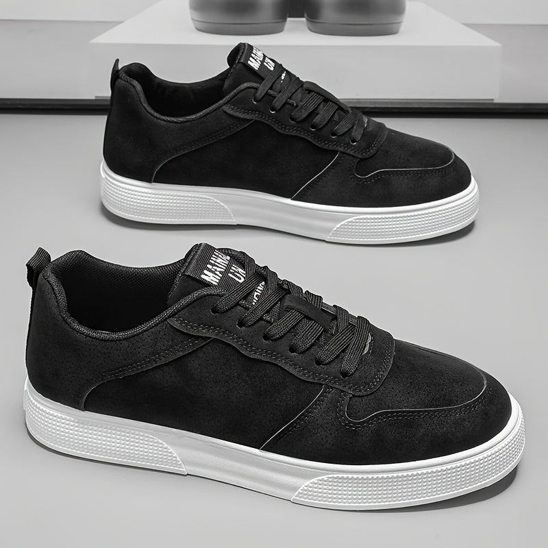 1 Pair MAINALUN Men'S Skateboarding Sneakers - Low-Top Lace-Up Casual Shoes with Thick PVC Sole, Breathable Fabric Lining & Durable Synthetic Upper for Daily Wear, Outdoor, Travel, Parties - Green/Black/Khaki, Skateboarding S
