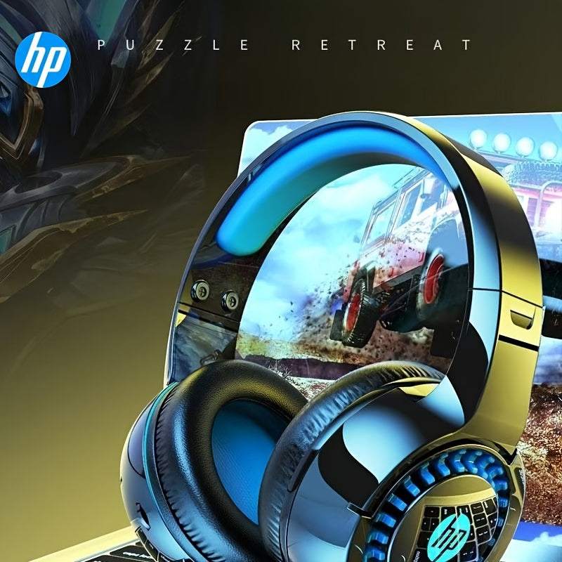 HP Headphone DHE-8011, Desktop Laptop All-In-One Can Be Used, 3.55Mm And Usb Interface, Wired Microphone Game Headset, Cool Light Effect, Noise Reduction, Stereo Sound Effect, Ear Cup Comfortable And Soft, High-End Fashion De