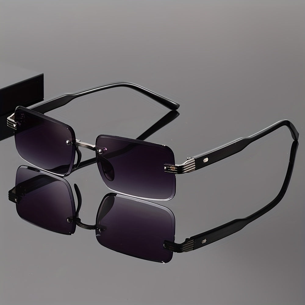 Unisex Business Square Fashion Glasses for Men & Women - High-Quality PC Frame with Gradient Purple Lenses, Sleek Black Design, Durable & Stylish for Casual or Professional Wear, Stylish Eyewear, Sophisticated Eyewear, Durabl