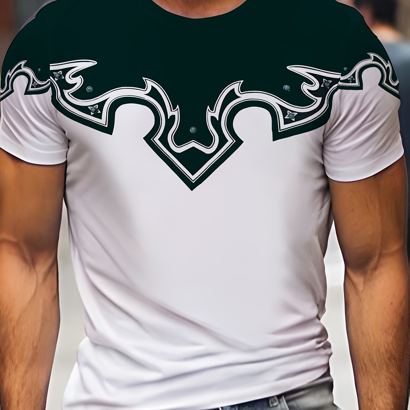 Men's Casual 3D Print Graphic T-Shirt - Summer Breathable Regular Fit Tee with Bold Bull Horn Design, Machine Washable