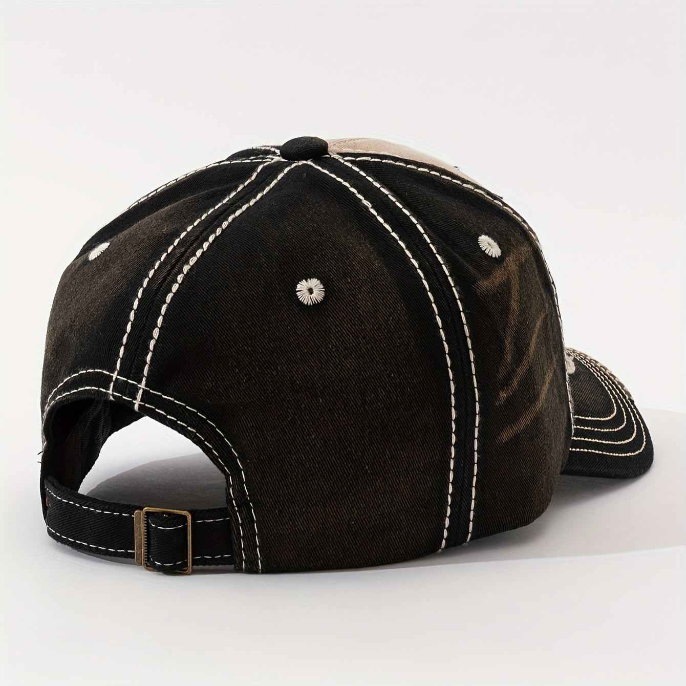 HAWAII Vintage Distressed Baseball Cap - Adjustable Lightweight Unisex Hat with 3D Embroidered Aloha Text, Dual-Tone Beige & Brown, Breathable Design for Men & Women, Daily Use & Vacation, Hawaiian Accessories, Casual Headwea