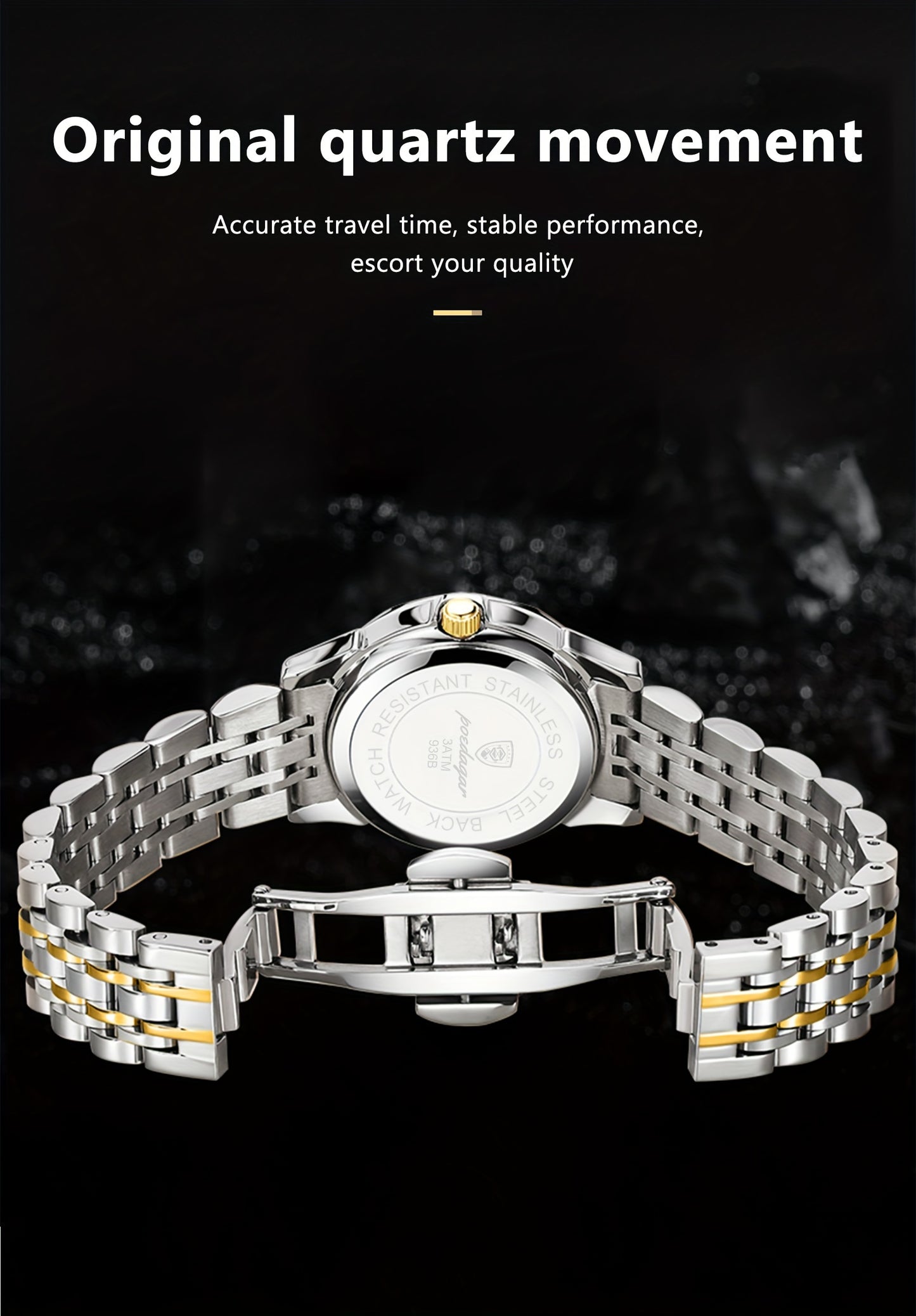 POEDAGAR Men's Luxury Business Quartz Watch - Luminous with Calendar Feature, Stainless Steel Band