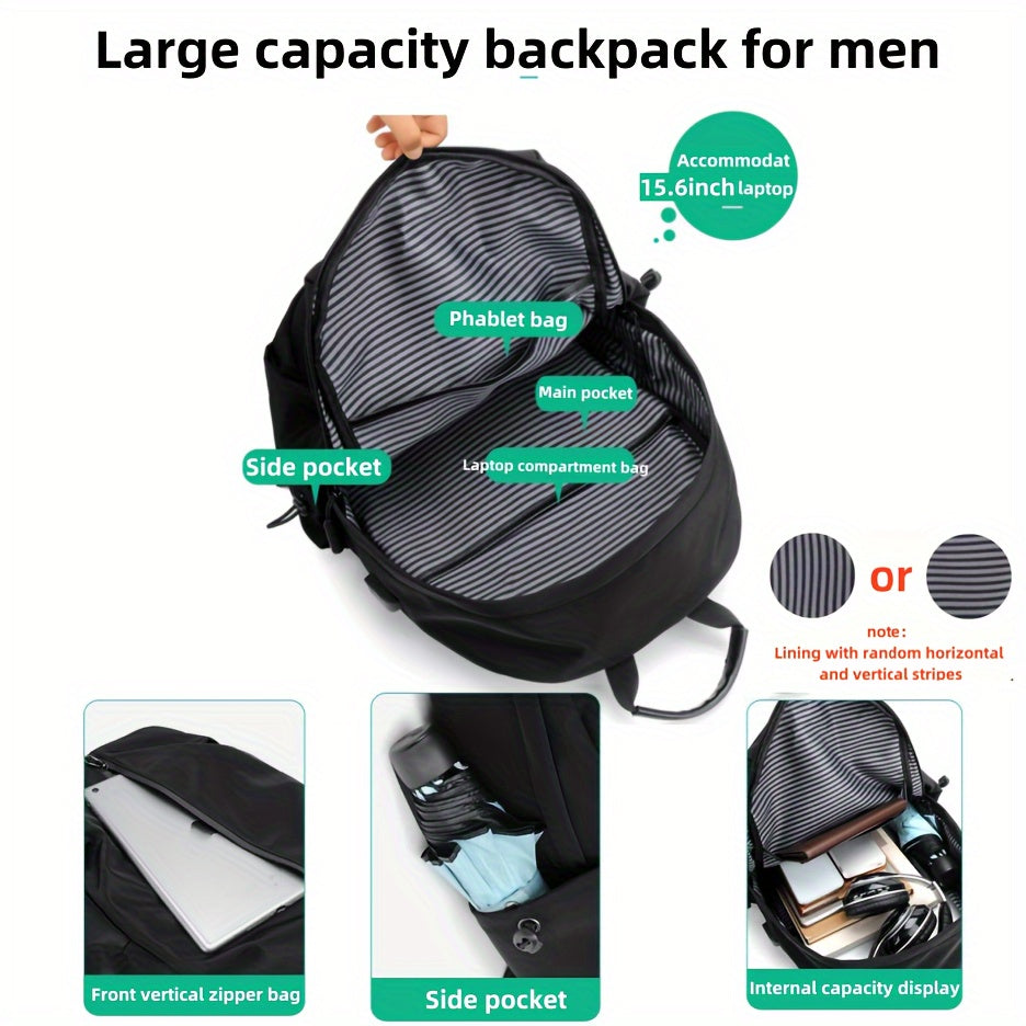 Men's Fashion Solid Color Simple Double Shoulder Backpack Lightweight Backpack Sports Travel Commuting Laptop Backpack Student Backpack