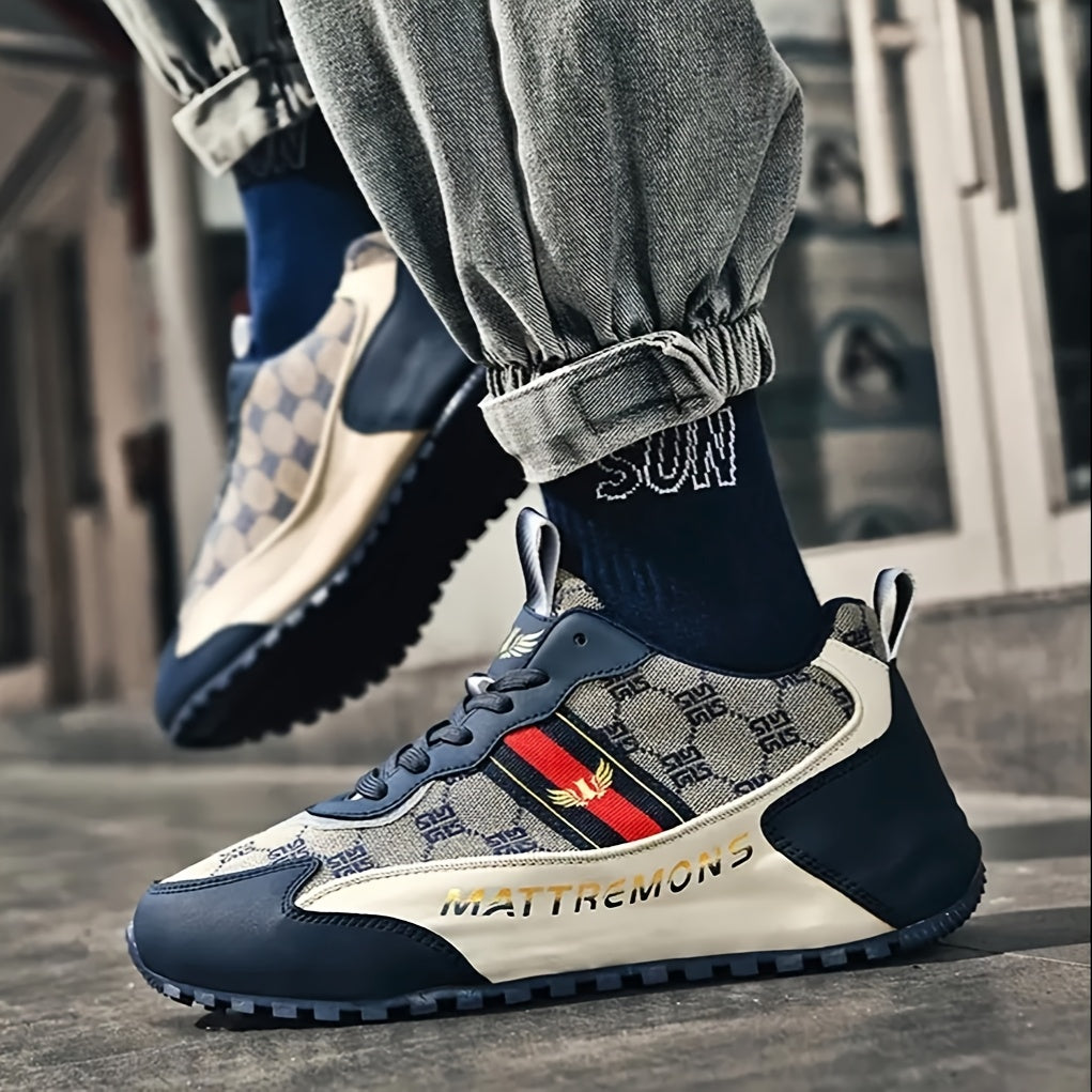 Men'S Luxury High-Top Sneakers - Stylish Black & Beige Design with Golden Accents, Lace-Up Casual Shoes for Spring/Fall, Comfortable Fabric Upper & Rubber Sole, Everyday Footwear | Luxury Sneakers | Rubber Sole Sneakers