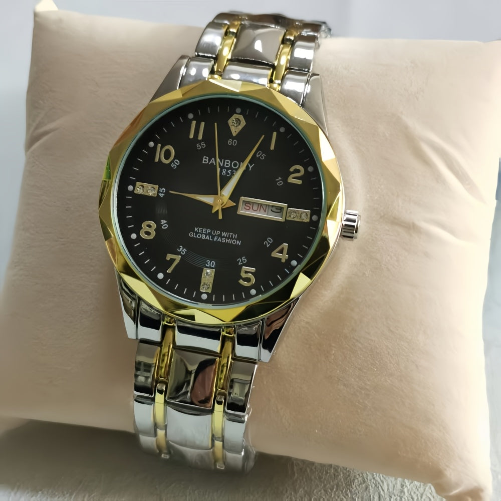 Multi Functional Watche Suitable for Both Women and Men/Calendar Date Display Rhinestone Decoration/Luminous/Stainless Steel Strap-Ideal Gift for Birthdays, Holidays, Anniversaries, Family, Friends-Suitable for Daily Wear, Pa