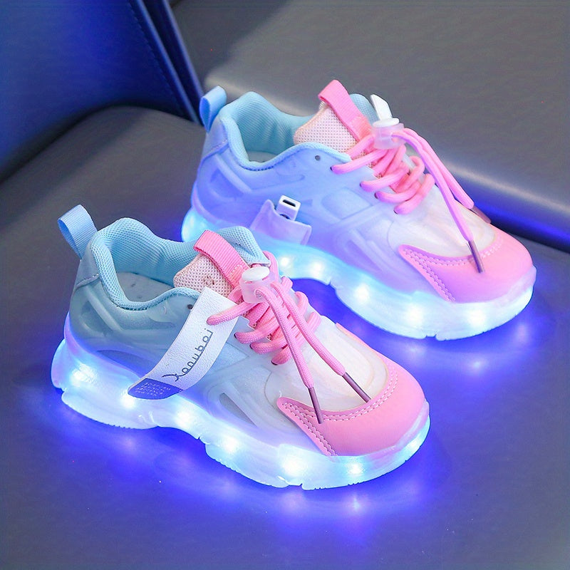 Rechargeable Glow-in-the-Dark Shoes for Kids - Colorful Neon Sneakers with Light-Up Design, Lightweight & Durable for Street Dance, Nighttime Play, and Casual Wear, Shoes for Girls, Street Dance Footwear, Vibrant Neon Accents
