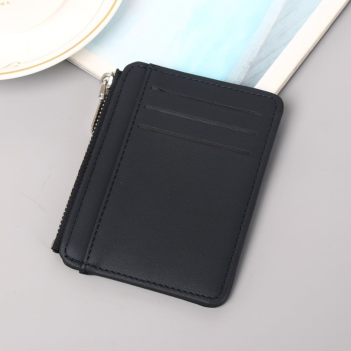 Sleek Minimalist Men's Faux Leather Wallet - Ultra-Thin, Portable Credit Card Holder with Zipper Coin Purse - Perfect for Birthday & Father's Day Gifts