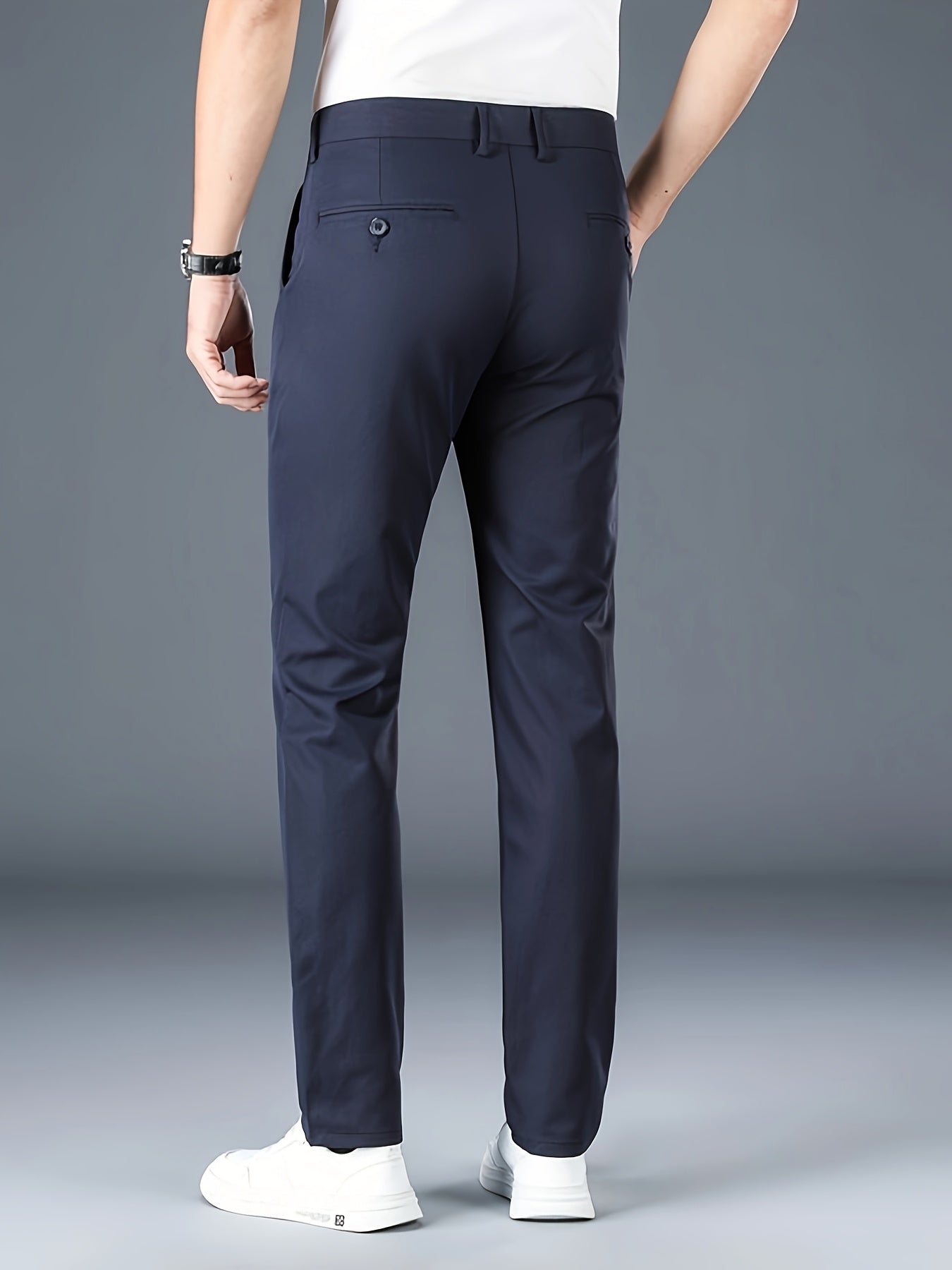 Men'S New Style Solid Color Suit Pants for All Seasons, Fashionable Business Stretch Straight-Leg Formal Trousers, Slim-Fit Casual Pants.
